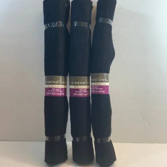 12 Dimensions FeltWorks 100% Wool Felt Needle Felting Crafts Black 18"x24" - Picture 2 of 12